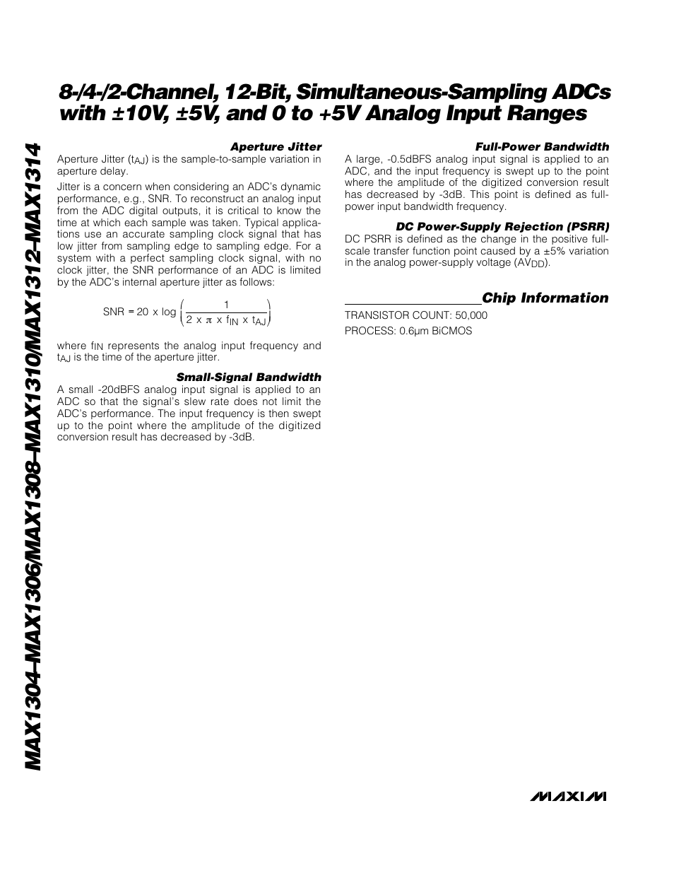 Chip information | Rainbow Electronics MAX1314 User Manual | Page 34 / 36