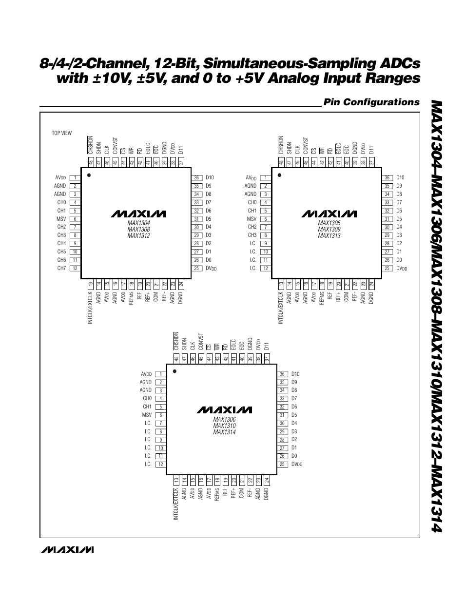 Pin configurations | Rainbow Electronics MAX1314 User Manual | Page 35 / 36