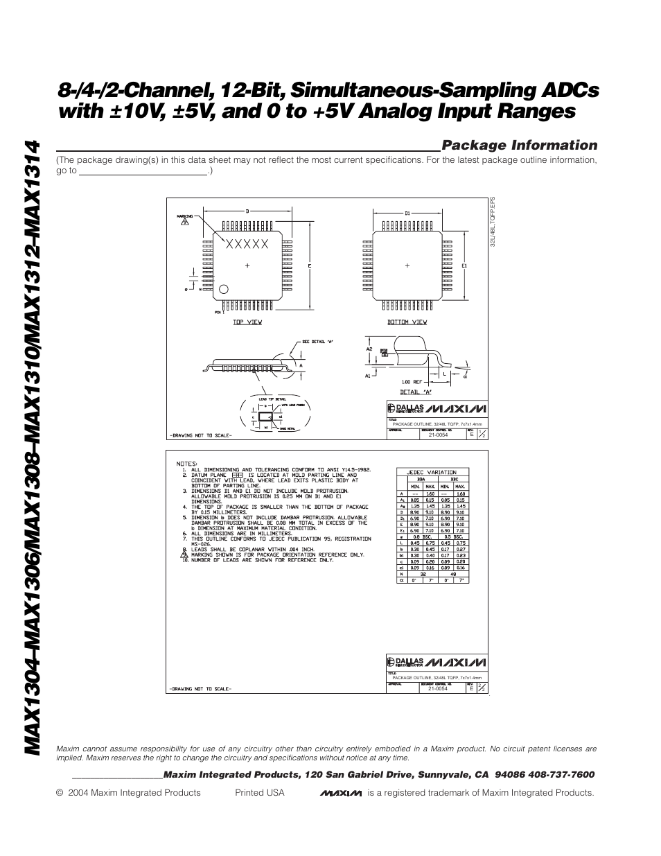 Package information | Rainbow Electronics MAX1314 User Manual | Page 36 / 36