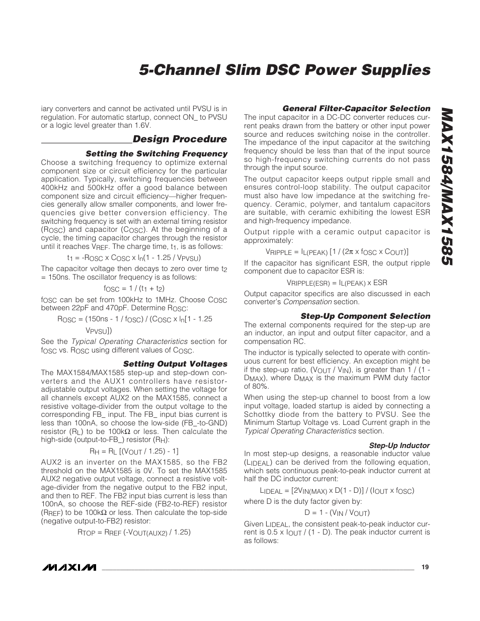 Design procedure | Rainbow Electronics MAX1585 User Manual | Page 19 / 29