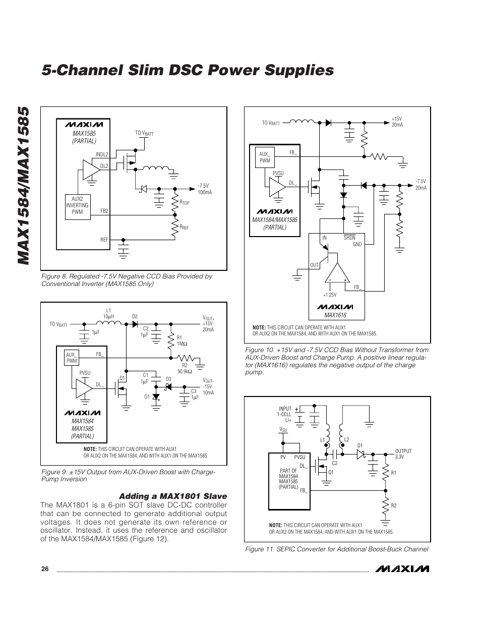 Channel slim dsc power supplies, Adding a max1801 slave | Rainbow Electronics MAX1585 User Manual | Page 26 / 29