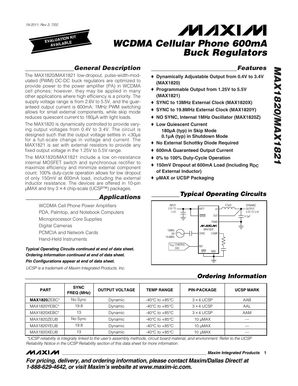 Rainbow Electronics MAX1821 User Manual | 18 pages