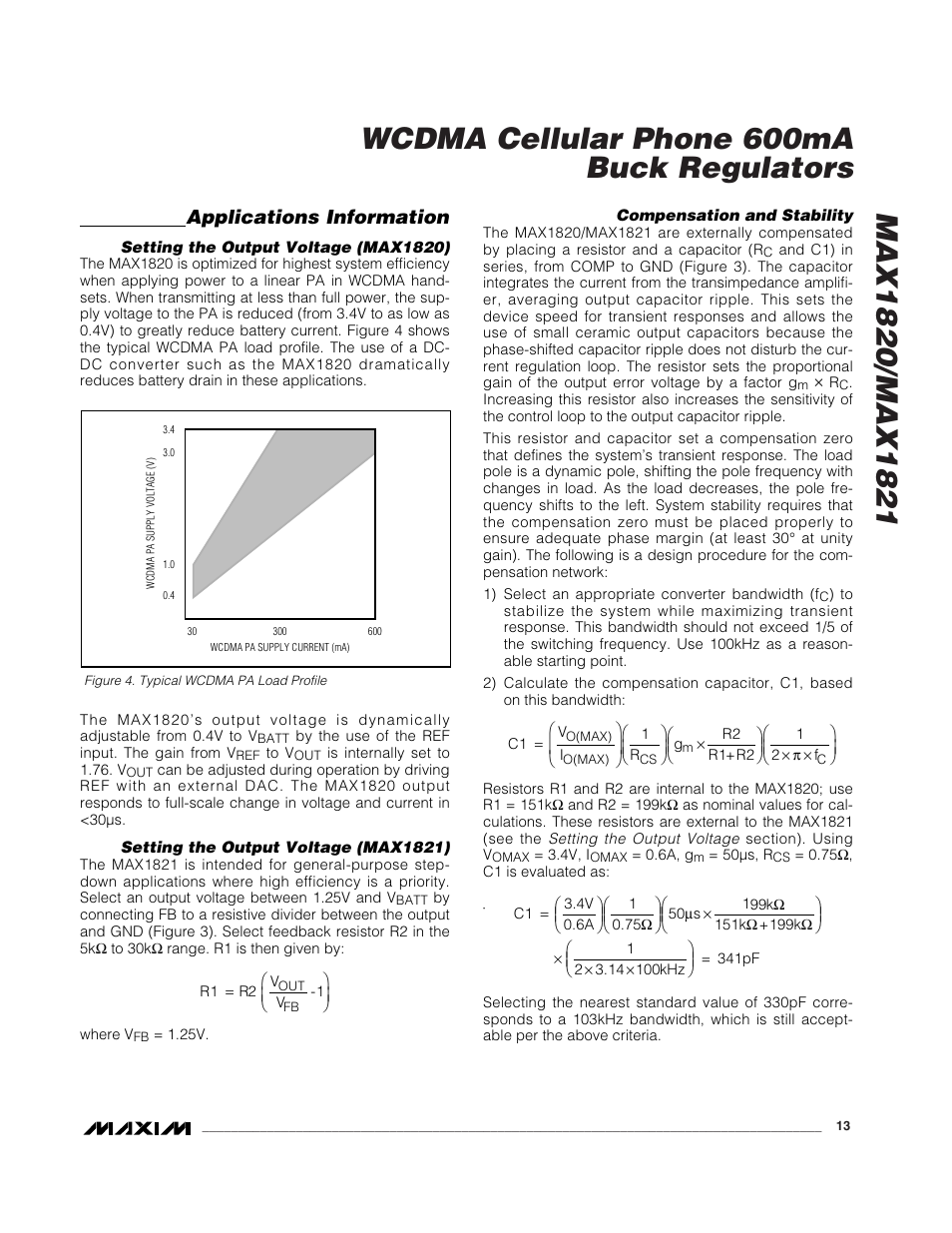 Applications information | Rainbow Electronics MAX1821 User Manual | Page 13 / 18