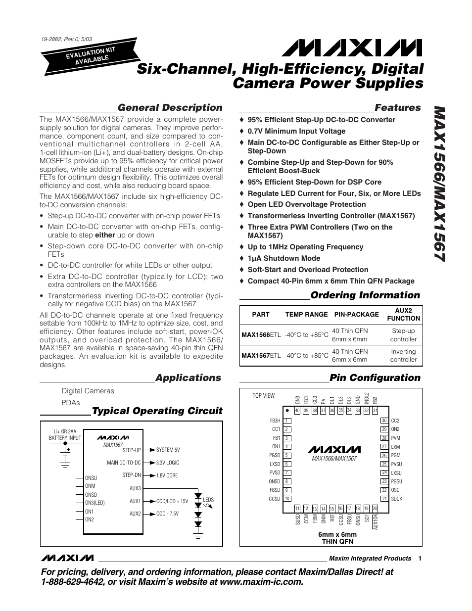 Rainbow Electronics MAX1567 User Manual | 35 pages