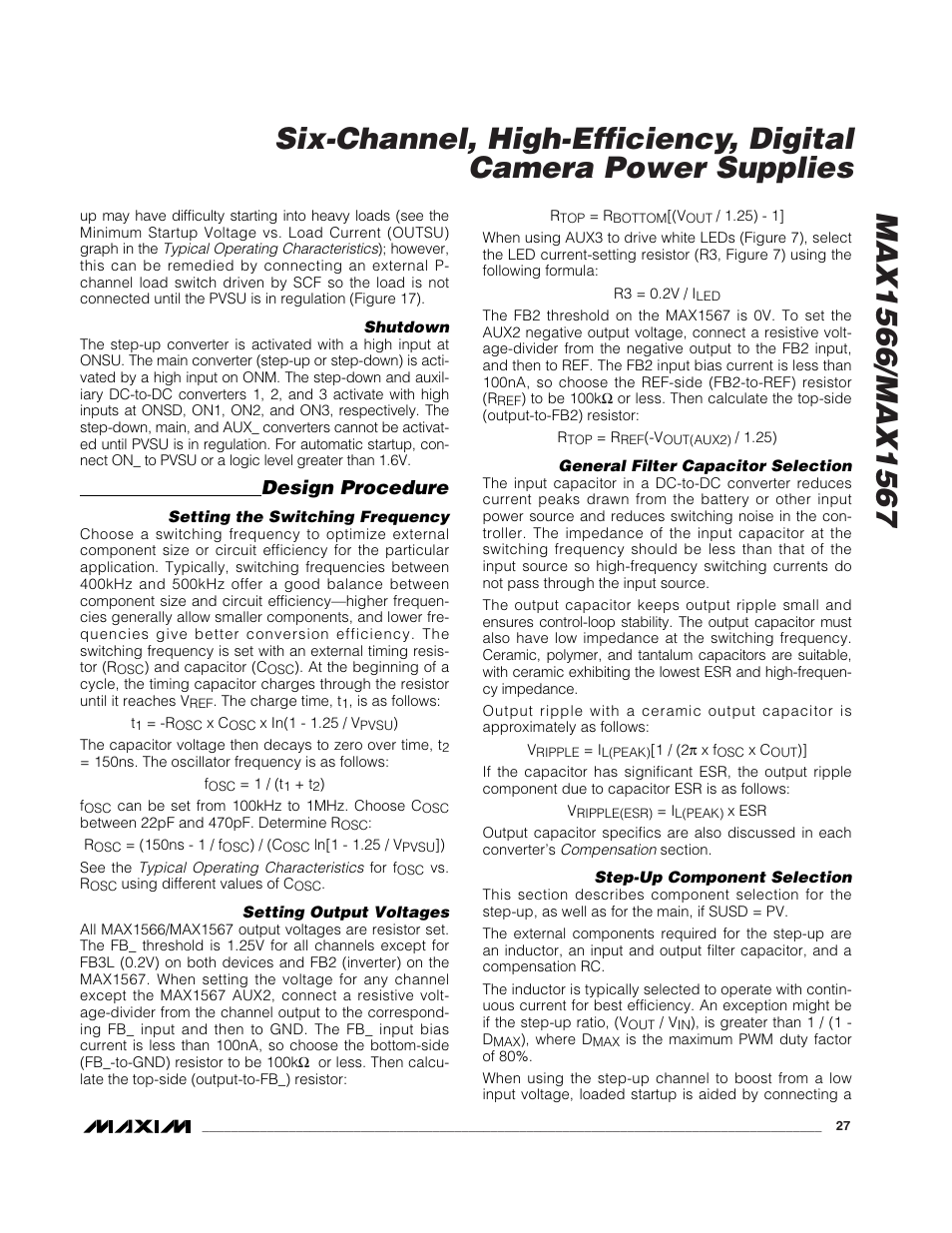 Design procedure | Rainbow Electronics MAX1567 User Manual | Page 27 / 35