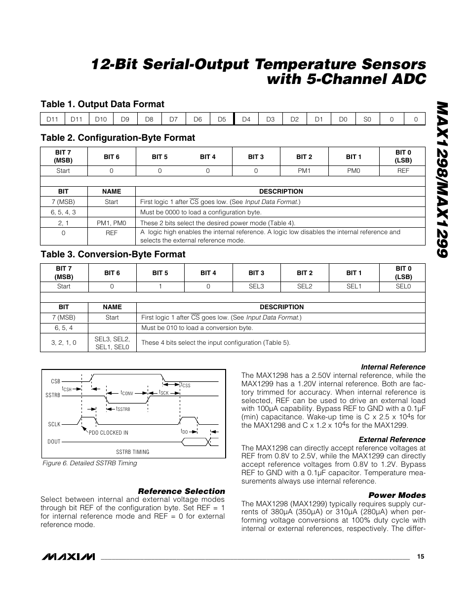 Table 3. conversion-byte format | Rainbow Electronics MAX1299 User Manual | Page 15 / 20