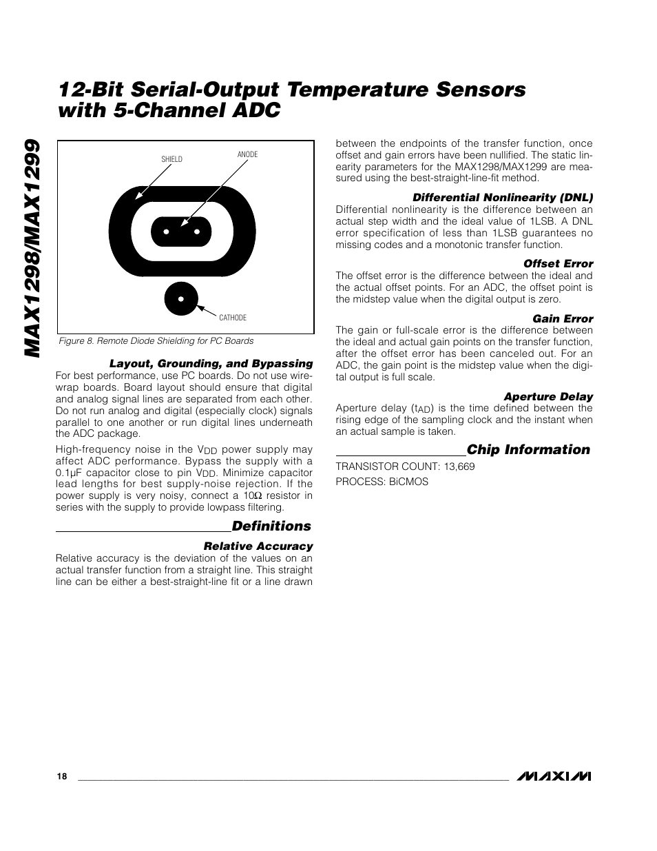 Definitions, Chip information | Rainbow Electronics MAX1299 User Manual | Page 18 / 20