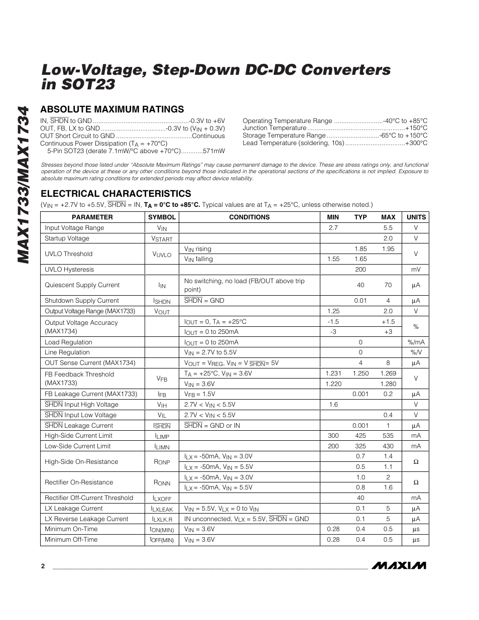 Rainbow Electronics MAX1734 User Manual | Page 2 / 8