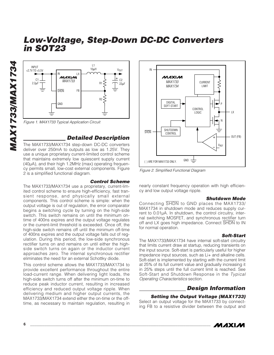 Low-voltage, step-down dc-dc converters in sot23, Detailed description, Design information | Rainbow Electronics MAX1734 User Manual | Page 6 / 8