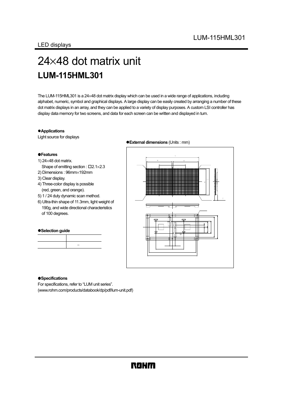 Rainbow Electronics LUM-115HML301 User Manual | 1 page