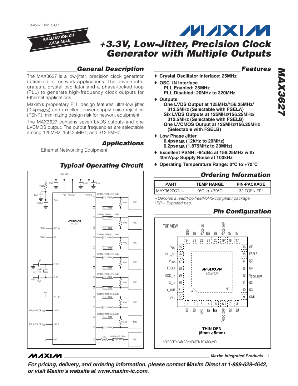 Rainbow Electronics MAX3627 User Manual | 11 pages