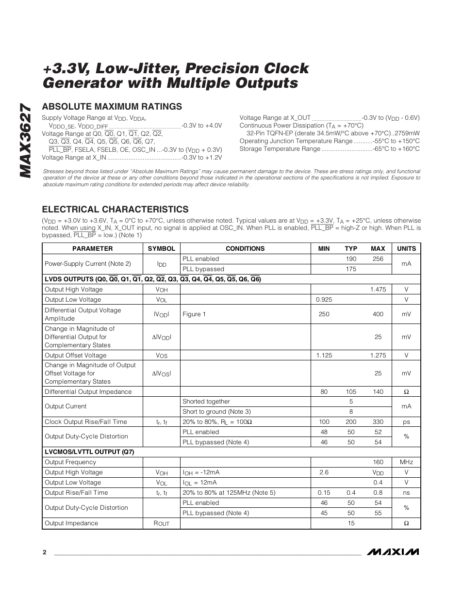 Rainbow Electronics MAX3627 User Manual | Page 2 / 11