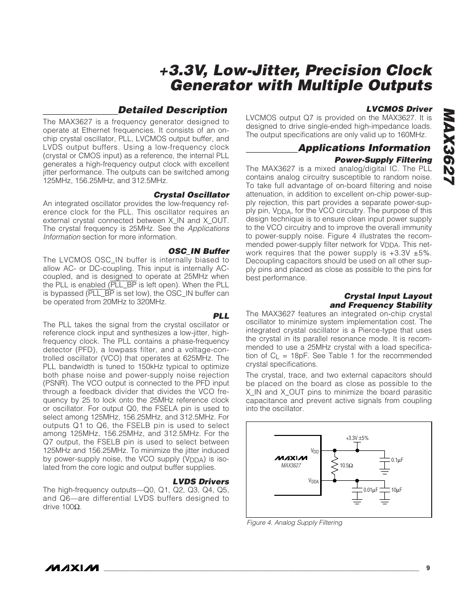Detailed description, Applications information | Rainbow Electronics MAX3627 User Manual | Page 9 / 11