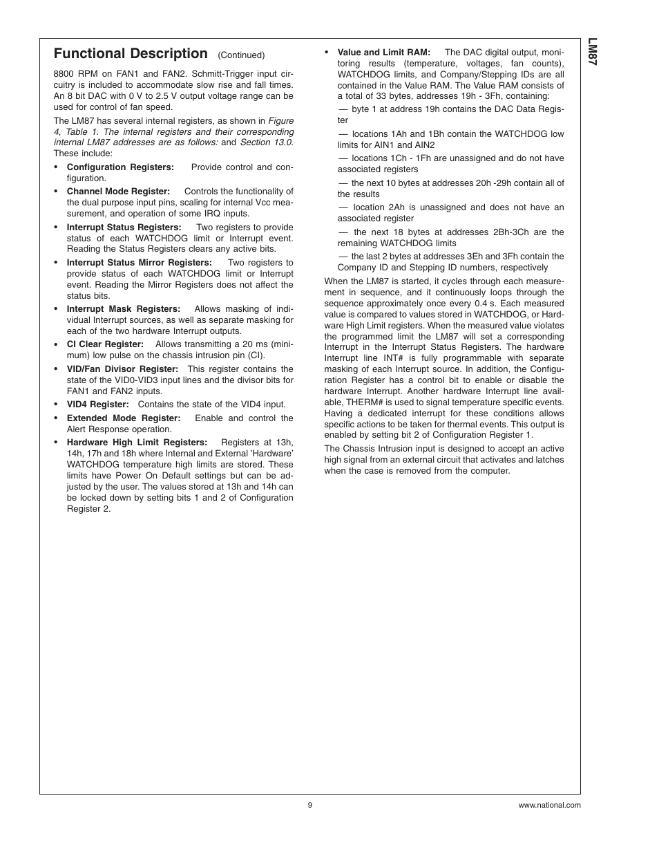 Functional description | Rainbow Electronics LM87 User Manual | Page 9 / 32