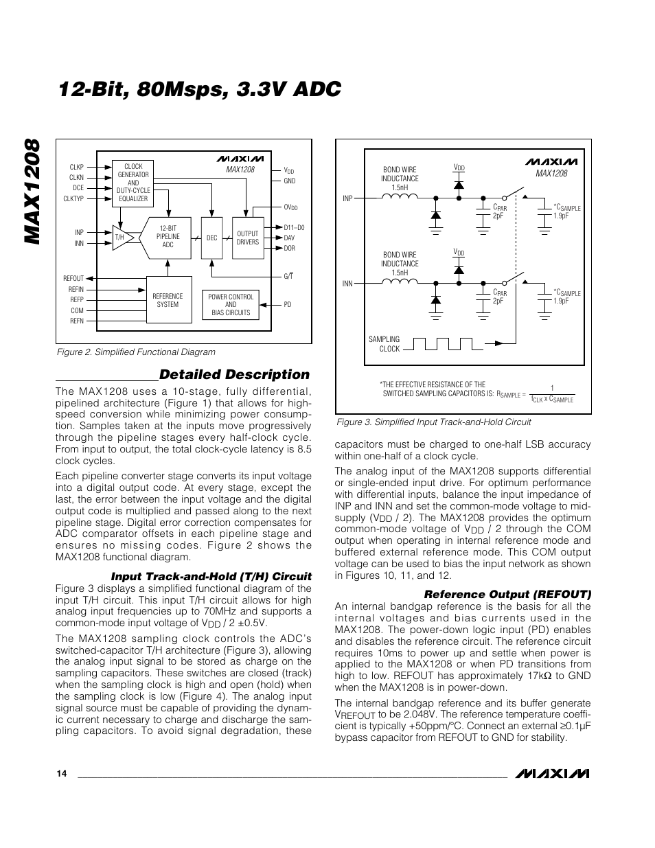 Max1208, Bit, 80msps, 3.3v adc, Detailed description | Rainbow Electronics MAX1208 User Manual | Page 14 / 27