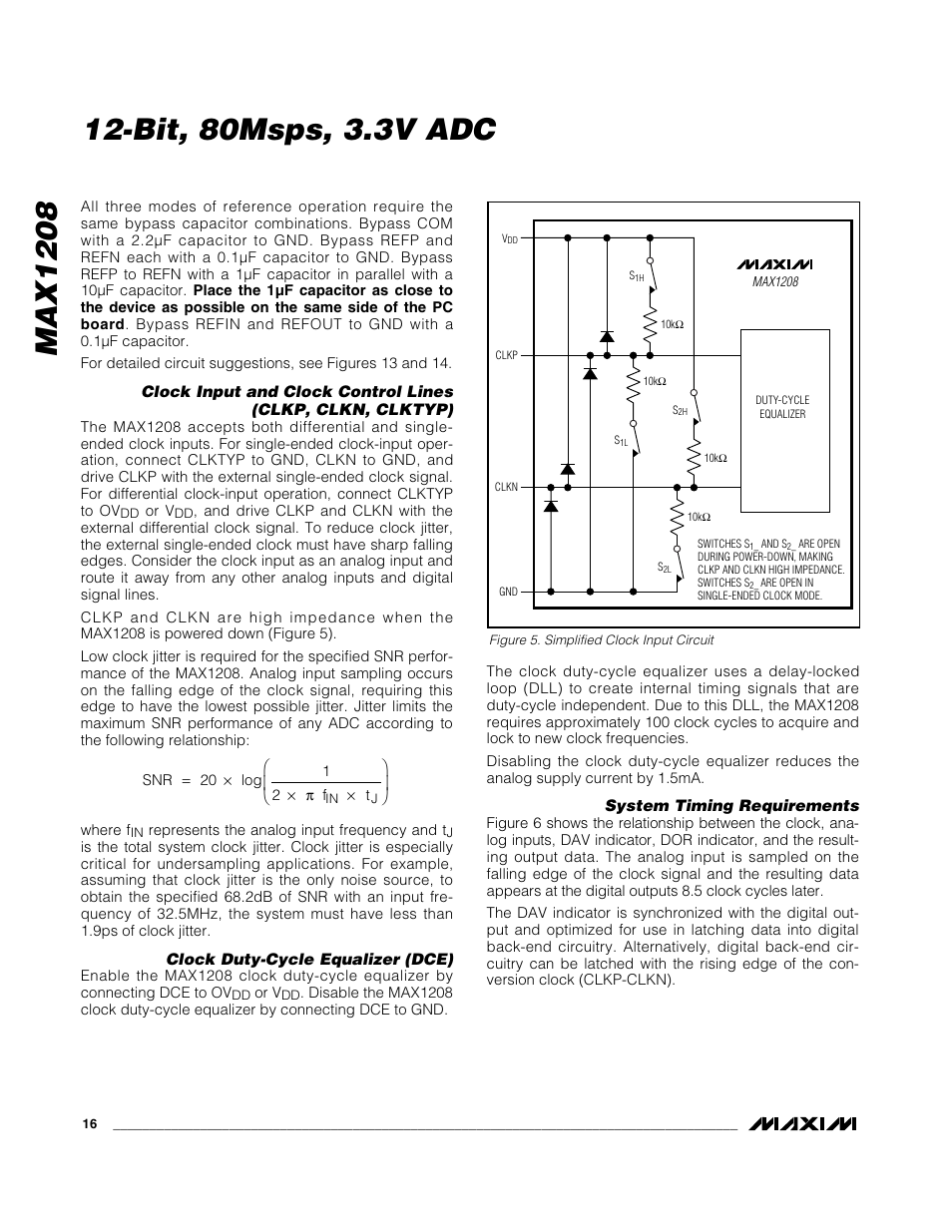 Max1208, Bit, 80msps, 3.3v adc | Rainbow Electronics MAX1208 User Manual | Page 16 / 27