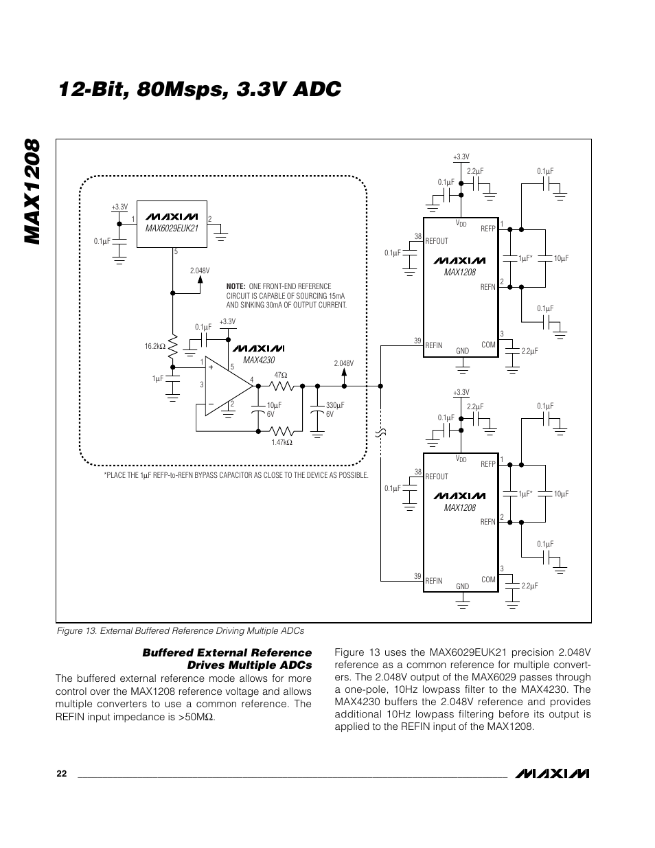 Max1208, Bit, 80msps, 3.3v adc | Rainbow Electronics MAX1208 User Manual | Page 22 / 27