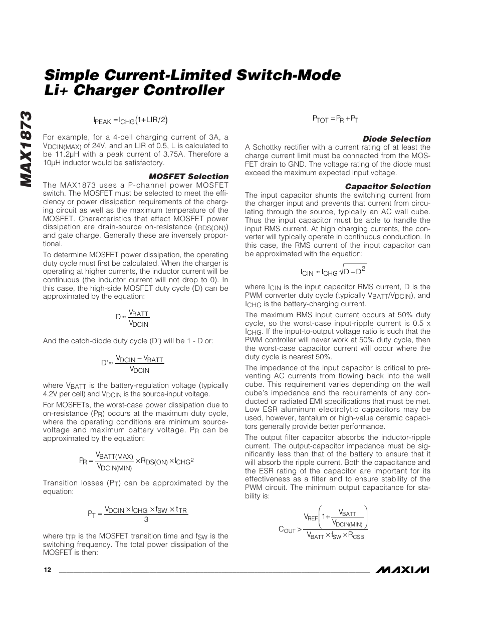 Max1873 | Rainbow Electronics MAX1873 User Manual | Page 12 / 14