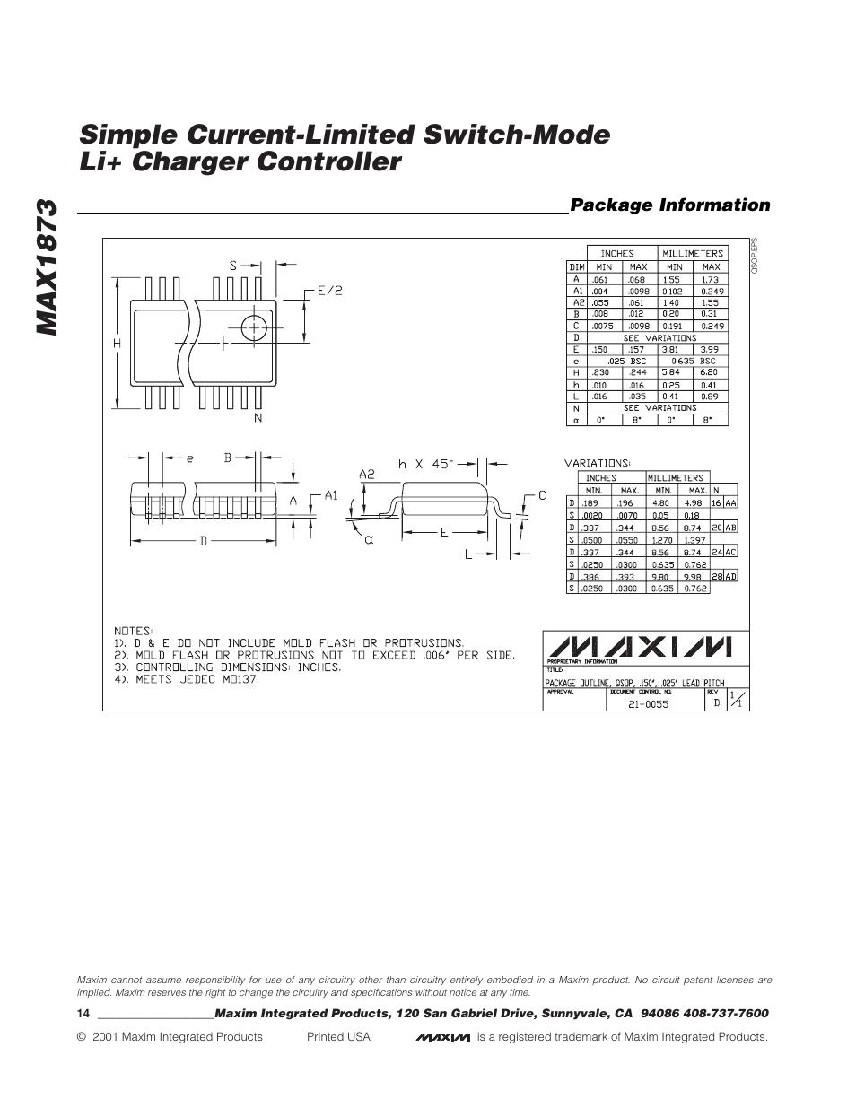 Rainbow Electronics MAX1873 User Manual | Page 14 / 14