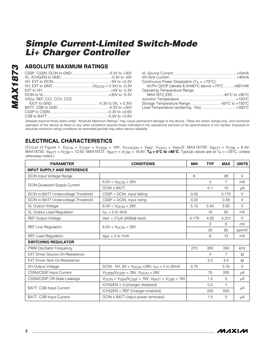Rainbow Electronics MAX1873 User Manual | Page 2 / 14