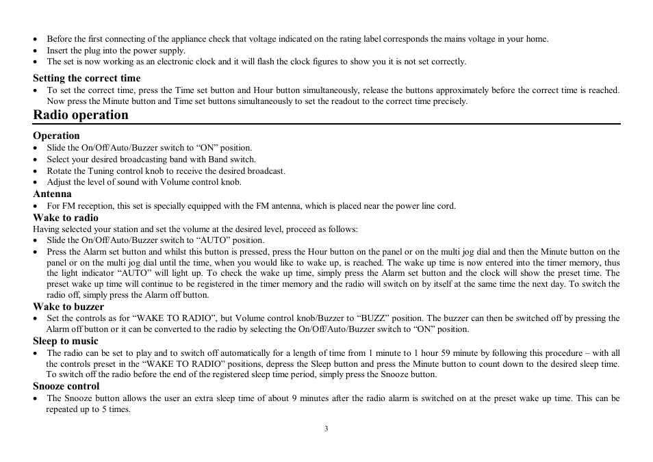 Radio operation | Hyundai H-1507 User Manual | Page 3 / 7