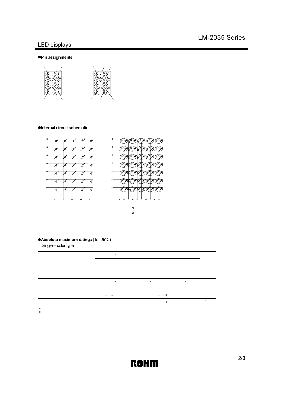 Lm-2035 series, Led displays | Rainbow Electronics LM-2035 Series User Manual | Page 2 / 3