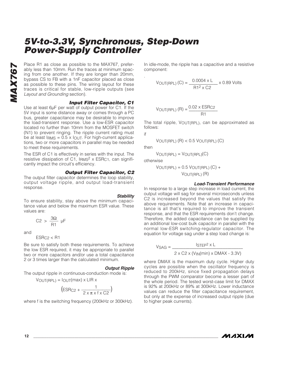 Max767 | Rainbow Electronics MAX767 User Manual | Page 12 / 19