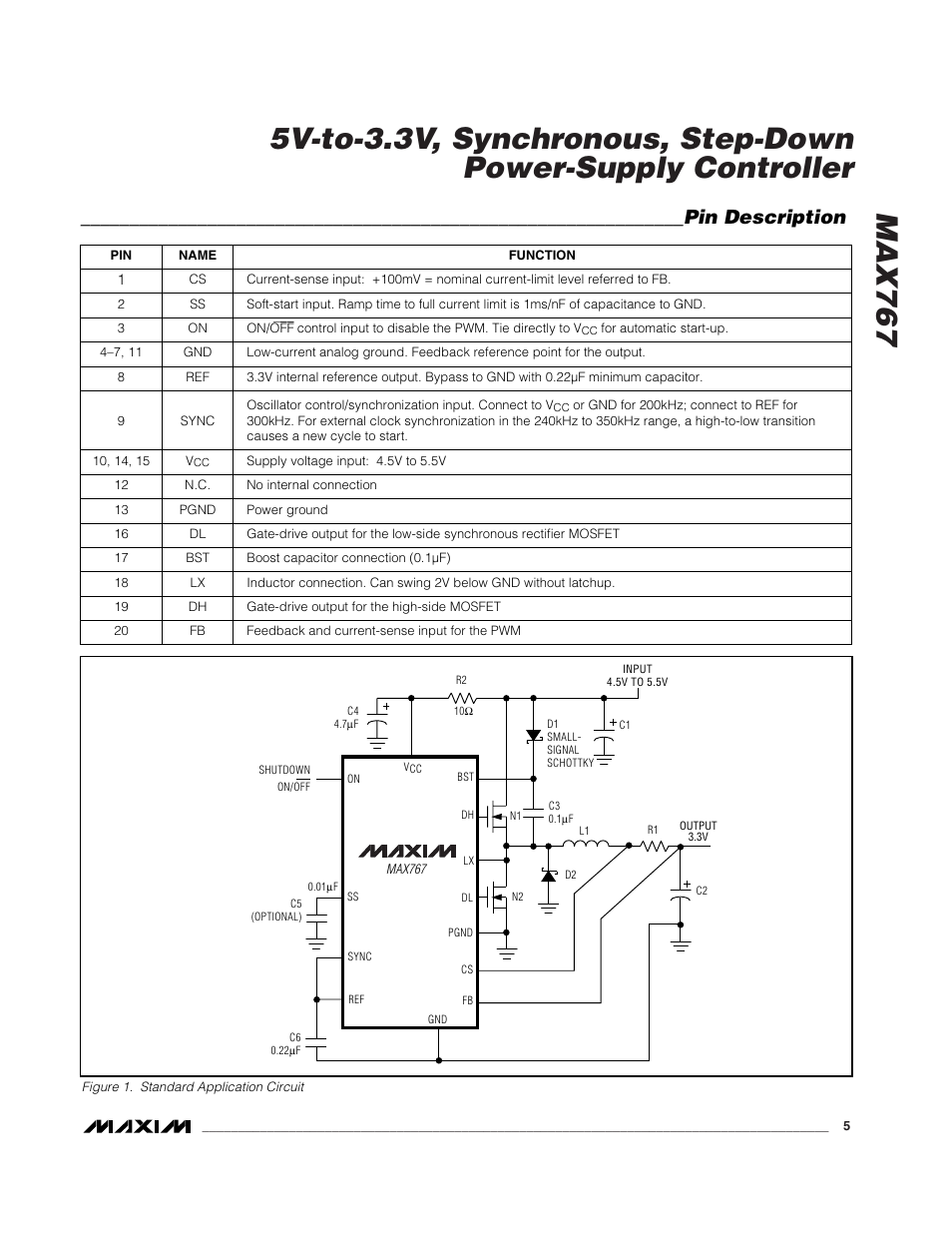 Pin description | Rainbow Electronics MAX767 User Manual | Page 5 / 19