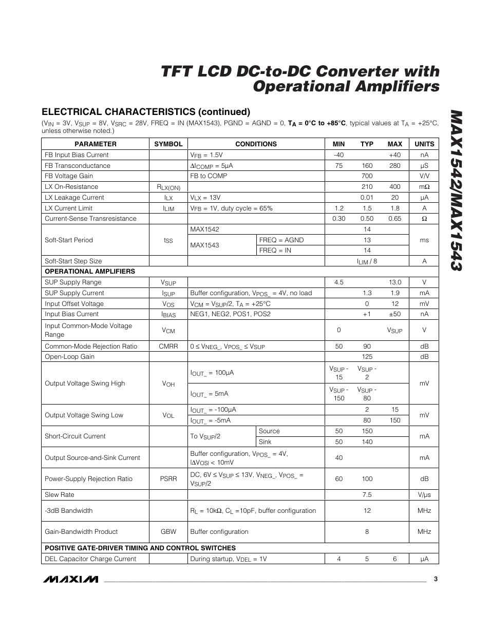 Electrical characteristics (continued) | Rainbow Electronics MAX1543 User Manual | Page 3 / 20