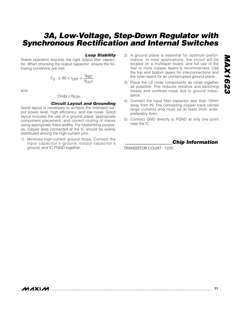 Max1623, Chip information | Rainbow Electronics MAX1623 User Manual | Page 11 / 12