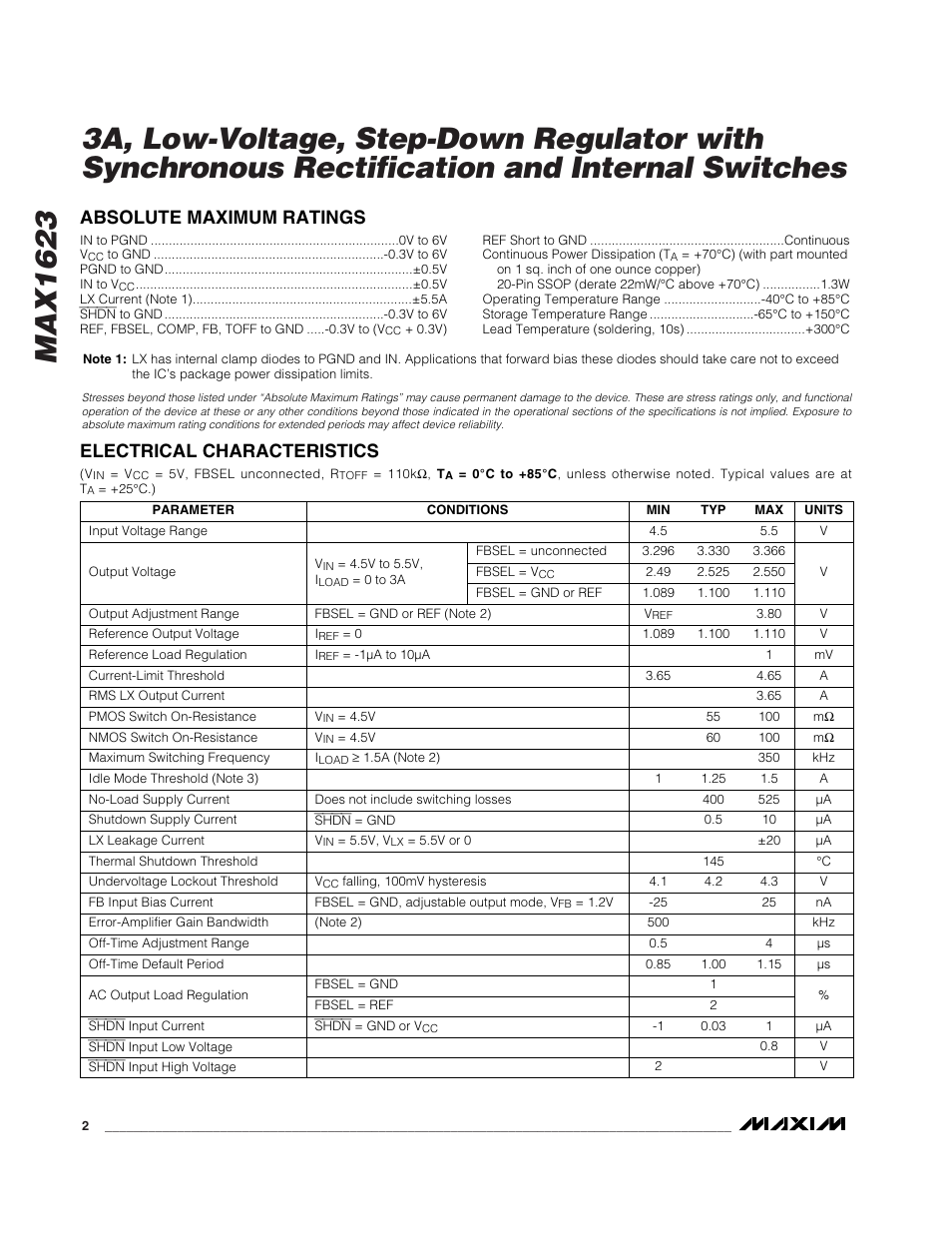 Rainbow Electronics MAX1623 User Manual | Page 2 / 12