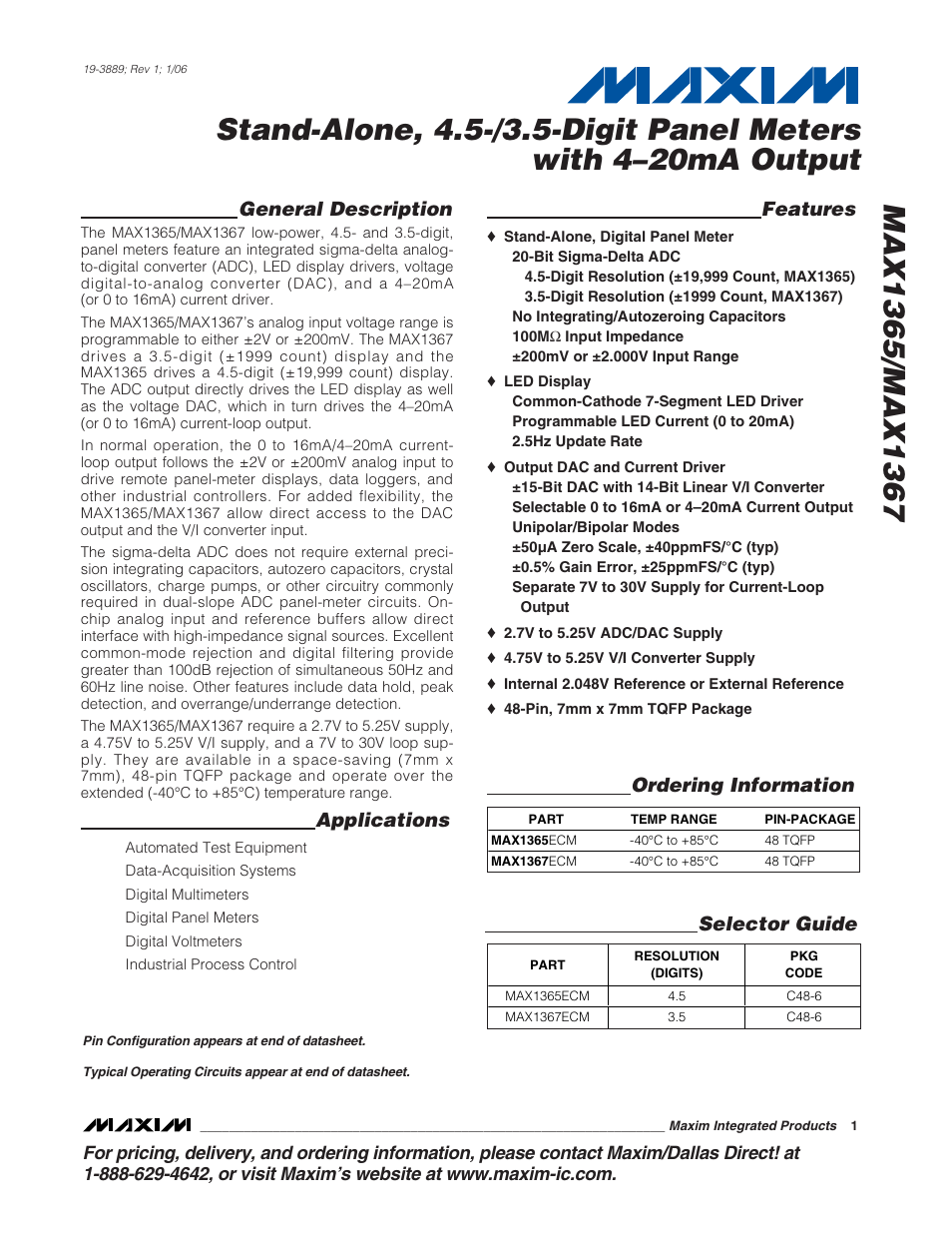 Rainbow Electronics MAX1367 User Manual | 25 pages