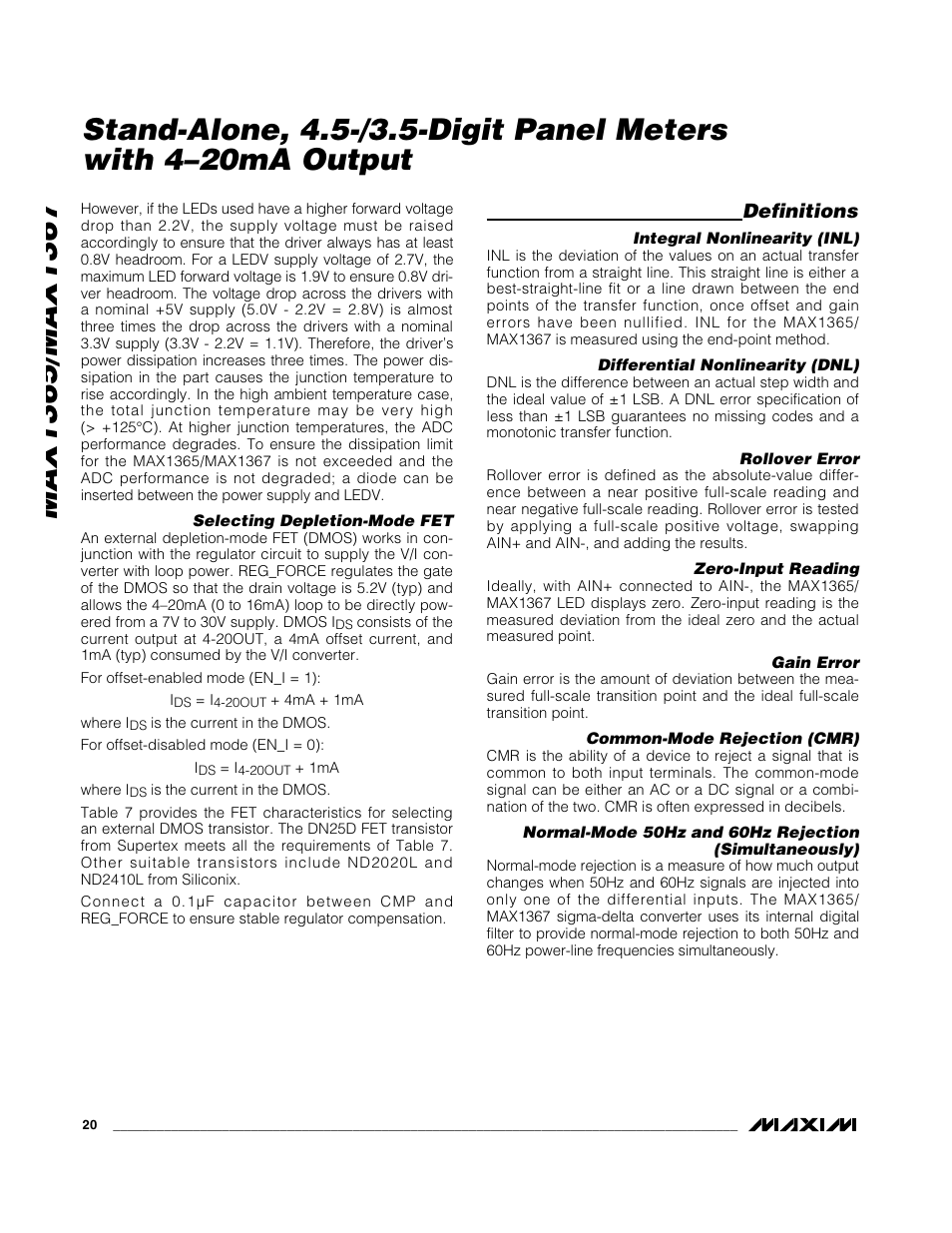 Definitions | Rainbow Electronics MAX1367 User Manual | Page 20 / 25