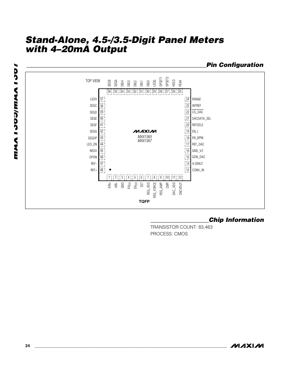 Pin configuration chip information | Rainbow Electronics MAX1367 User Manual | Page 24 / 25