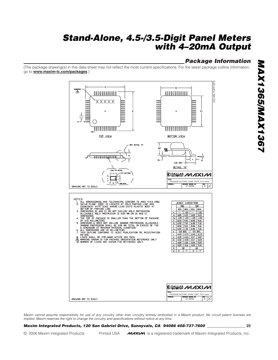 Package information | Rainbow Electronics MAX1367 User Manual | Page 25 / 25