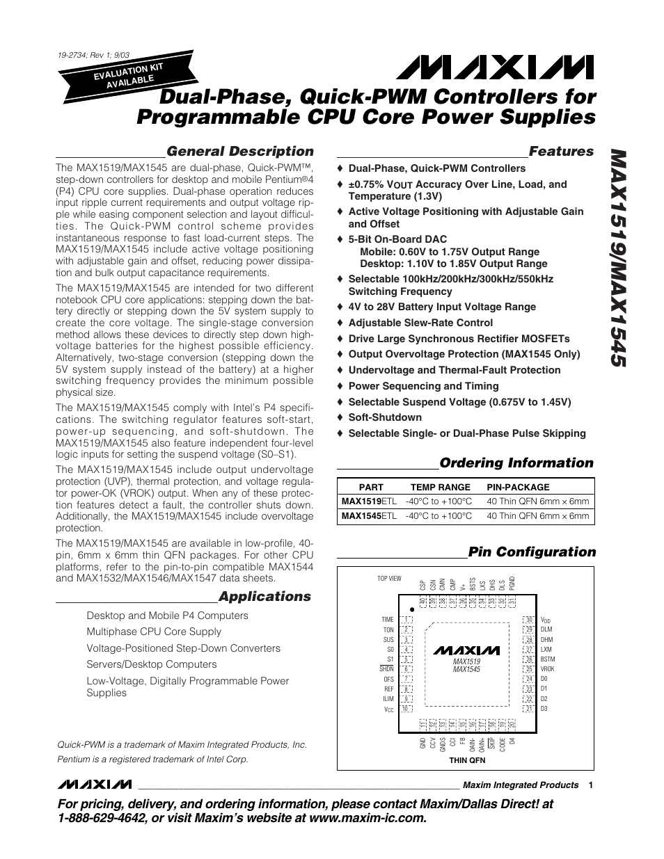 Rainbow Electronics MAX1545 User Manual | 43 pages