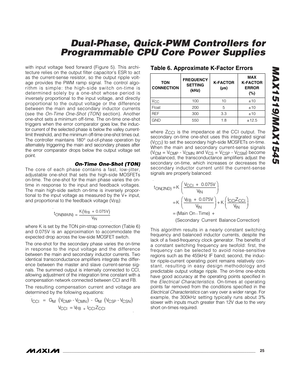 Table 6. approximate k-factor errors | Rainbow Electronics MAX1545 User Manual | Page 25 / 43