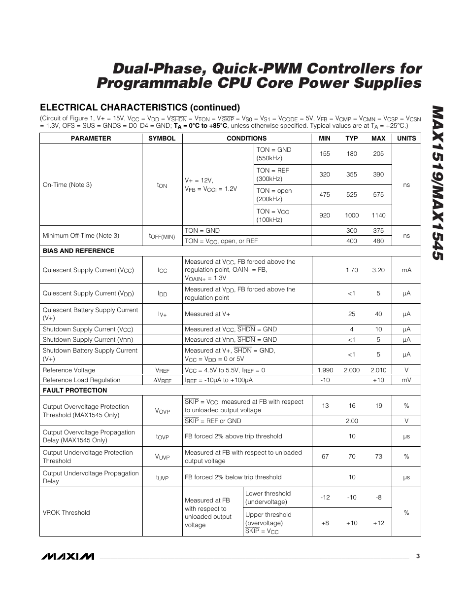 Electrical characteristics (continued) | Rainbow Electronics MAX1545 User Manual | Page 3 / 43