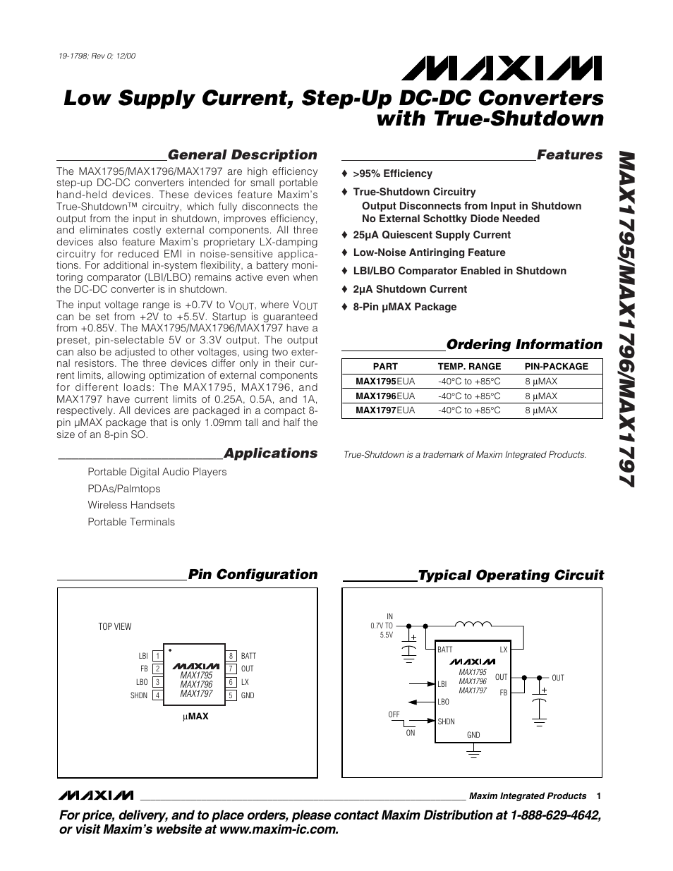Rainbow Electronics MAX1797 User Manual | 13 pages