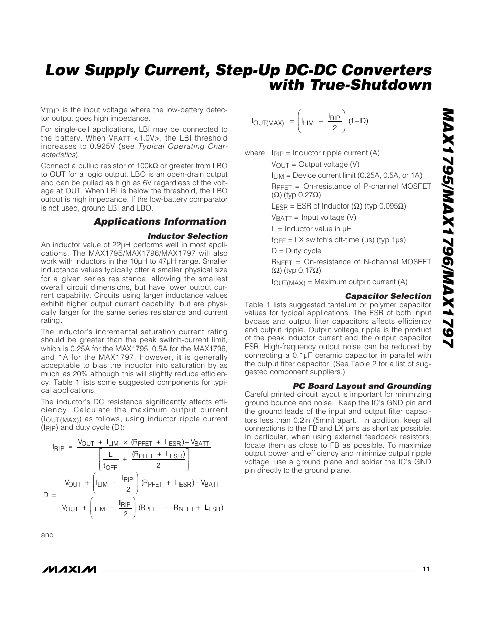 Applications information | Rainbow Electronics MAX1797 User Manual | Page 11 / 13