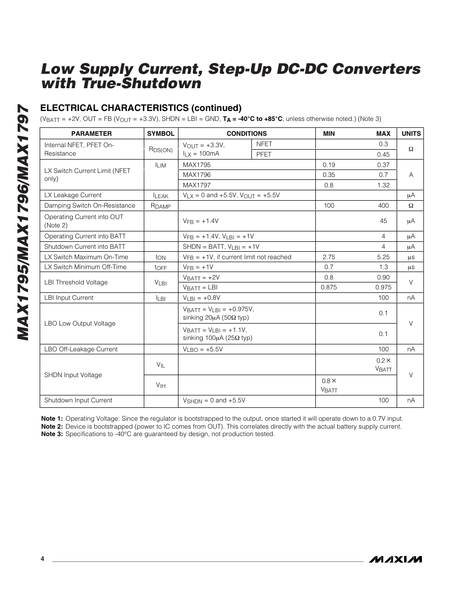 Electrical characteristics (continued) | Rainbow Electronics MAX1797 User Manual | Page 4 / 13