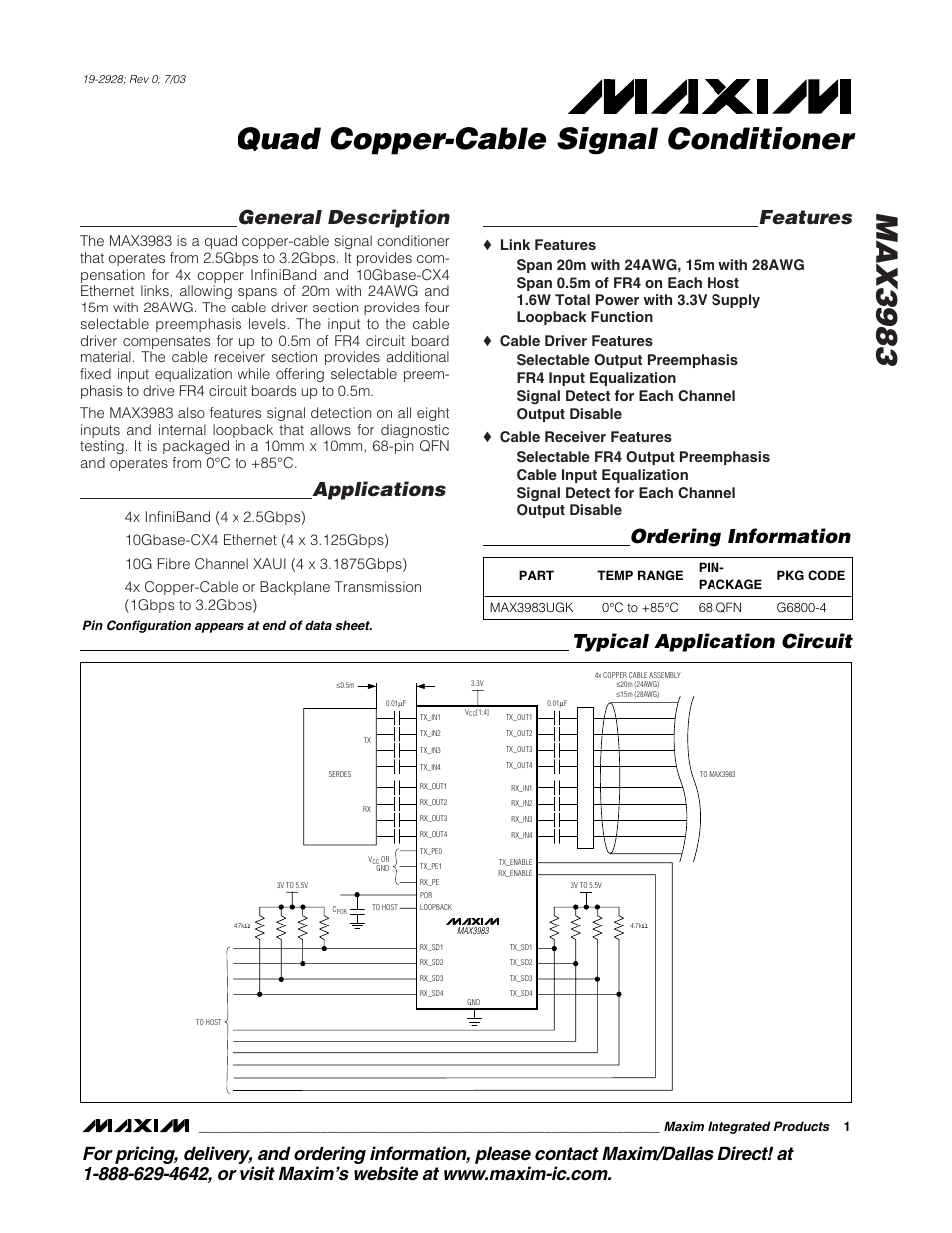 Rainbow Electronics MAX3983 User Manual | 16 pages
