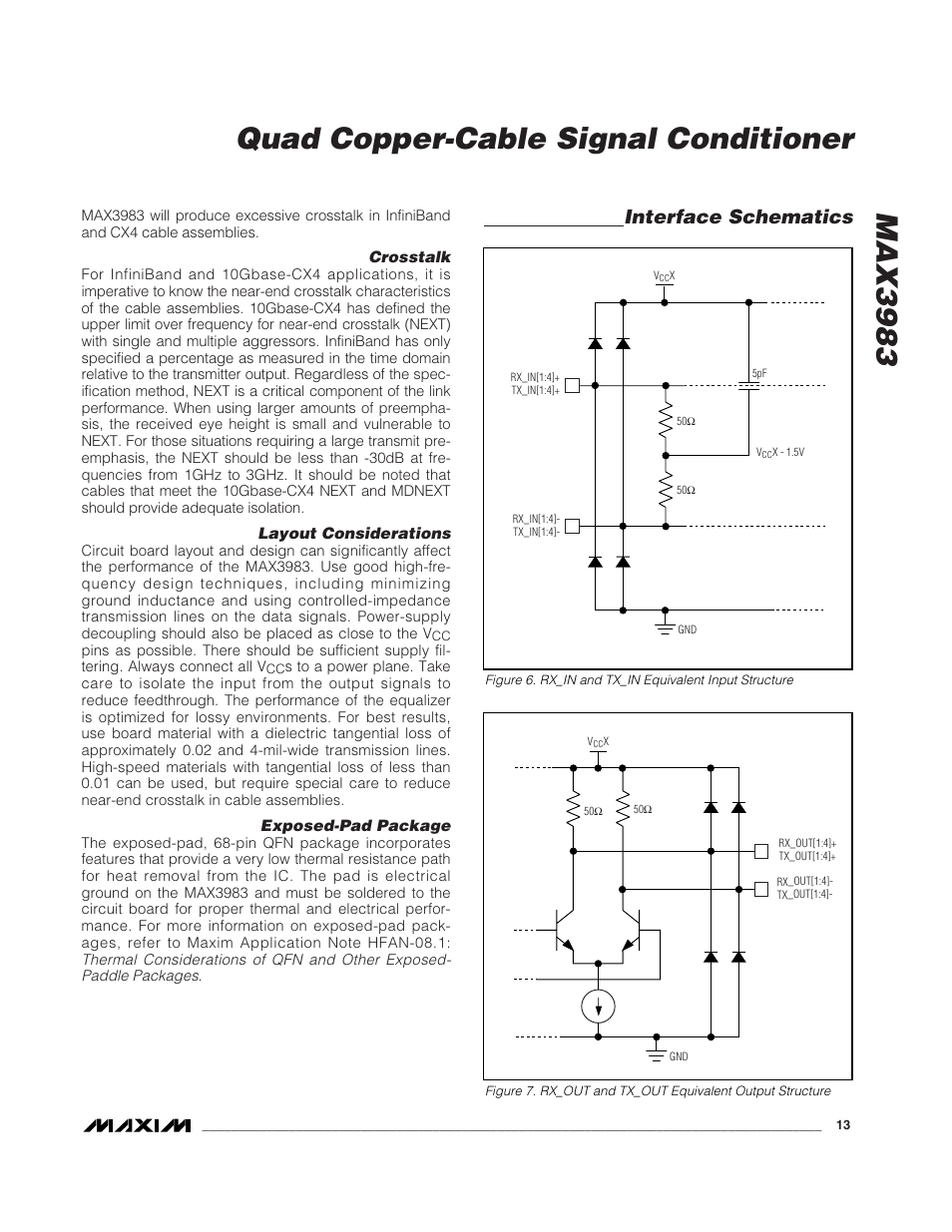 Max3983 quad copper-cable signal conditioner, Interface schematics | Rainbow Electronics MAX3983 User Manual | Page 13 / 16