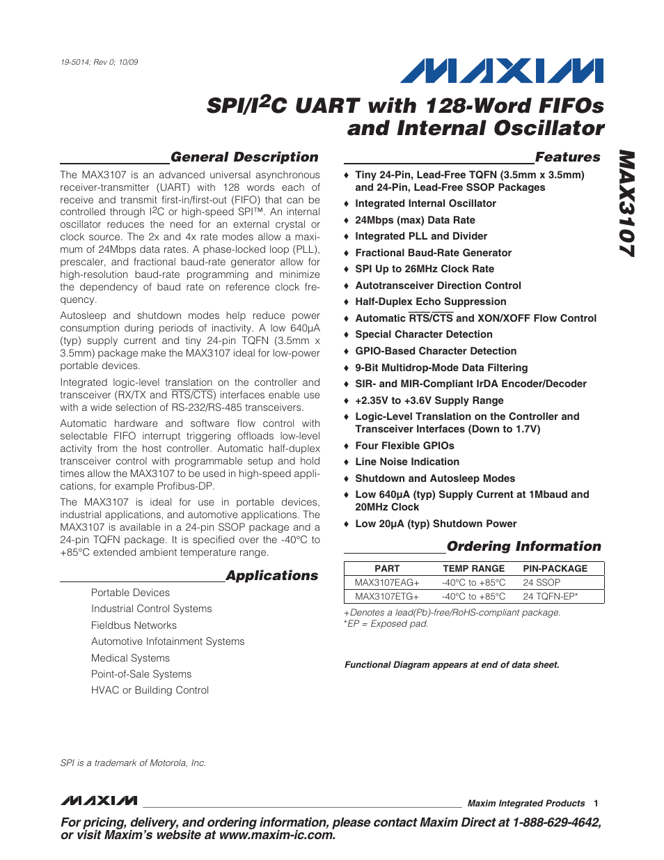 Rainbow Electronics MAX3107 User Manual | 51 pages