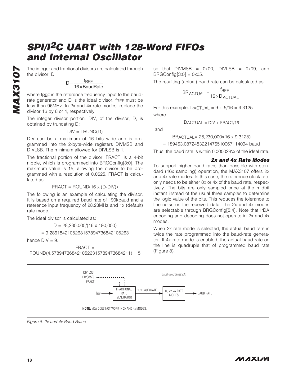 2x and 4x rate modes, Figure 8. 2x and 4x baud rates, Max3107 spi/i | C uart with 128-word fifos and internal oscillator | Rainbow Electronics MAX3107 User Manual | Page 18 / 51