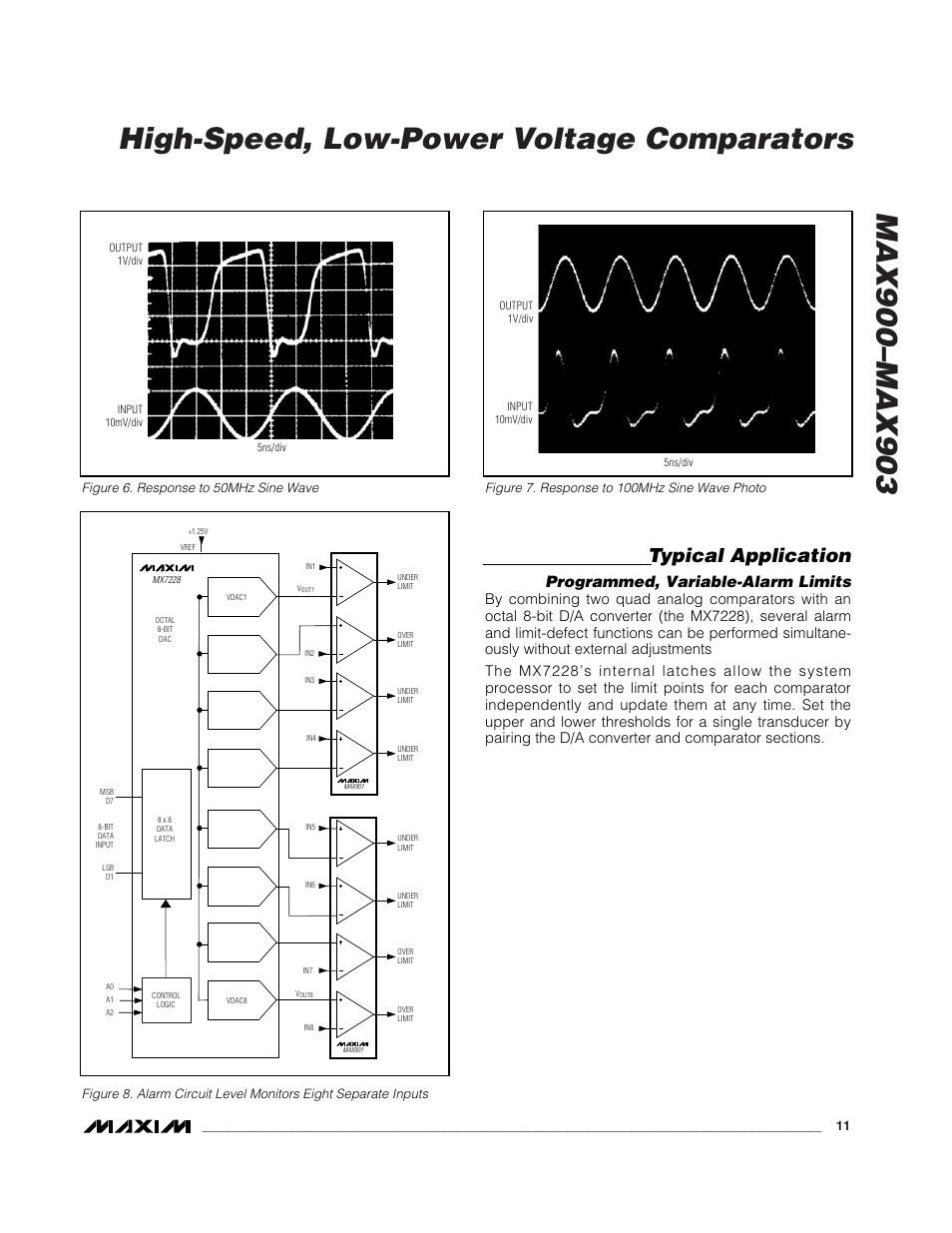 Typical application, Programmed, variable-alarm limits | Rainbow Electronics MAX903 User Manual | Page 11 / 12