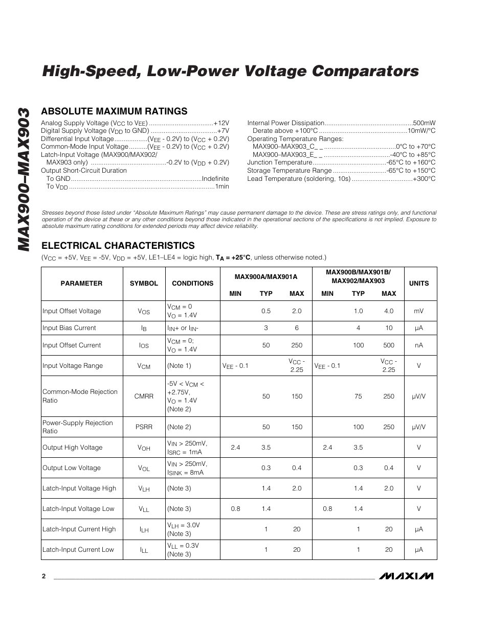 Rainbow Electronics MAX903 User Manual | Page 2 / 12