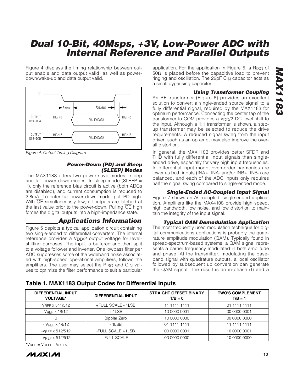 Applications information | Rainbow Electronics MAX1183 User Manual | Page 13 / 18