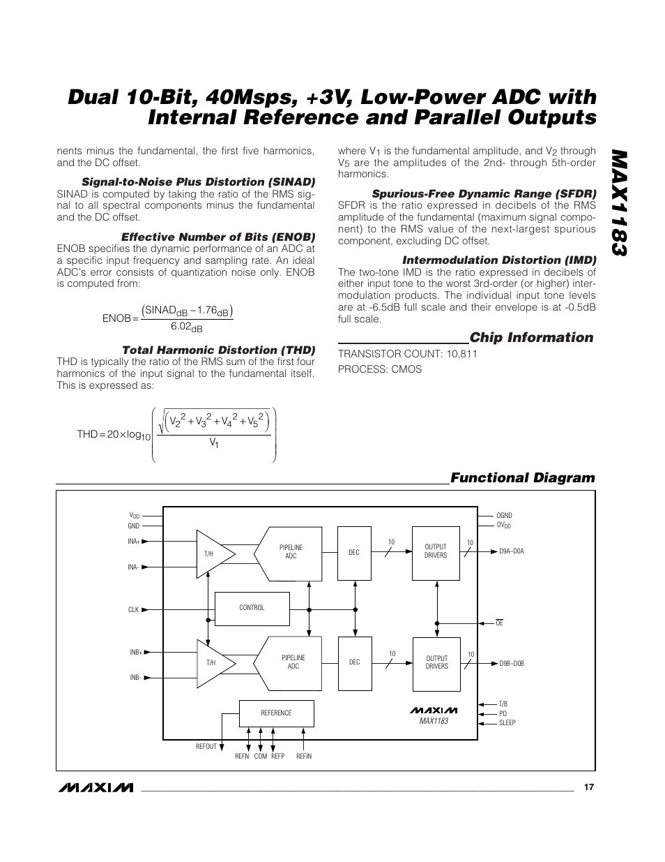 Chip information, Functional diagram | Rainbow Electronics MAX1183 User Manual | Page 17 / 18