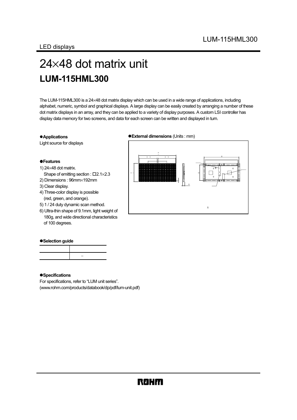 Rainbow Electronics LUM-115HML300 User Manual | 1 page